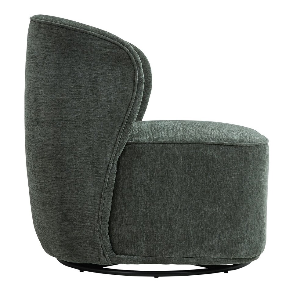 image 1 of Living and Home Chic Upholstered Swivel Chair - Dark Green