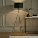 image 1 of ValueLights Camden Tripod Gloss Black Floor Lamp with Large Black Drum Shade