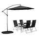 image 1 of Outdoor 4 Person Rectangular Glass Top Garden Dining Table Chairs With Black Banana Parasol and Base