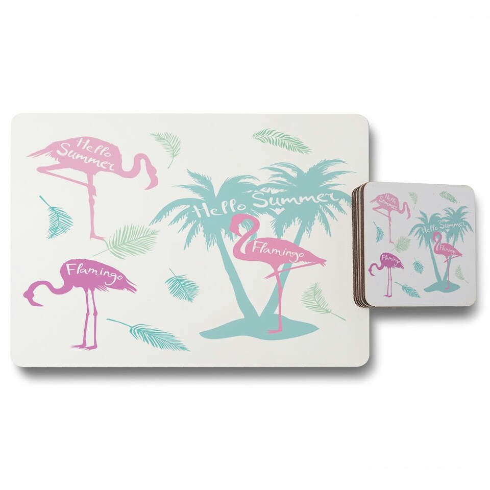 image 1 of Palm & Flamingo (Placemat & Coaster Set)