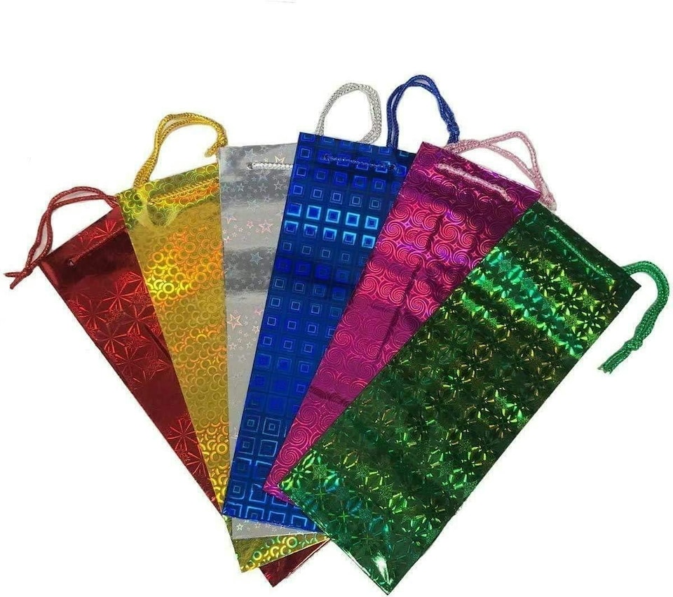 image 1 of 50 Assorted Holographic Wine Gift Bags | Multi