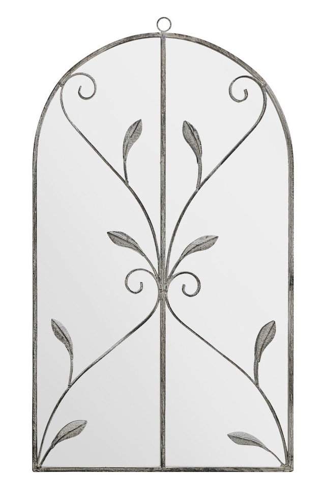 image 1 of The Arcus - Concrete Colour Metal Framed Arched Wall Mirror 31"x 18" (80 X 46CM) | Multi