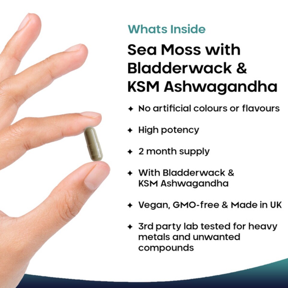 image 1 of Sea Moss Capsules + Bladderwrack & KSM Ashwagandha