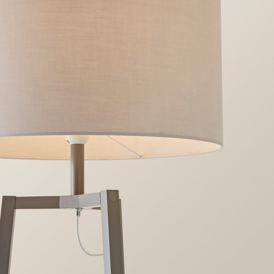 image 1 of ValueLights Hiru Grey 3 Tier Shelf Floor Lamp Grey Shade | Grey