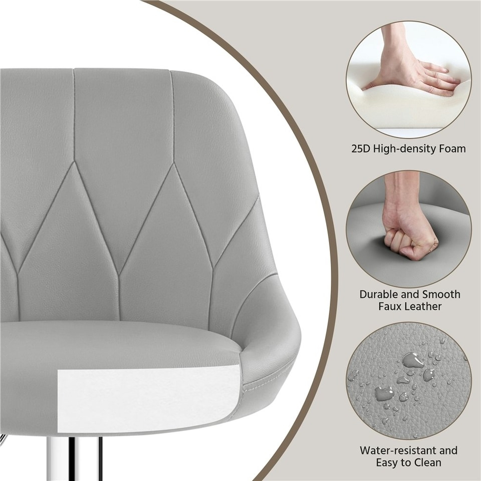 image 1 of Yaheetech  Set of 2 Faux Leather Swivel Bar Stools