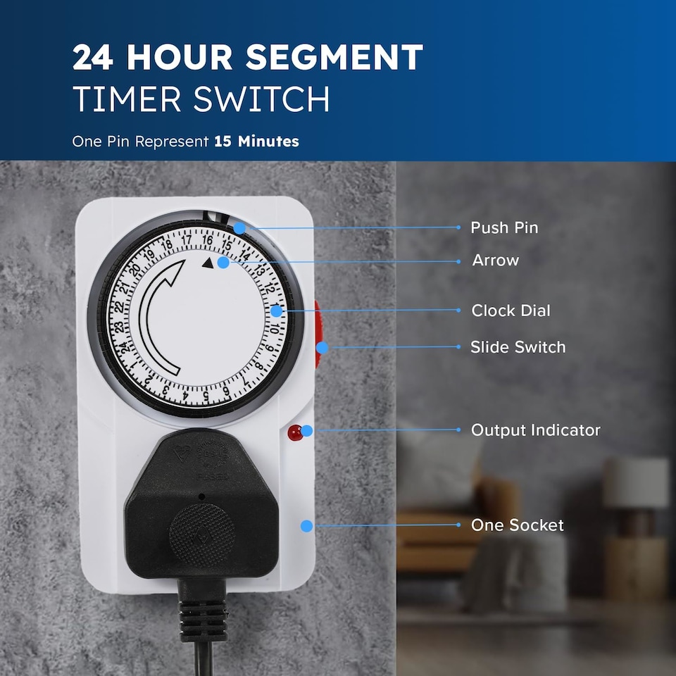 image 1 of Desiretech Plug In 24 Hour Segment Timer Switch for Mains Sockets