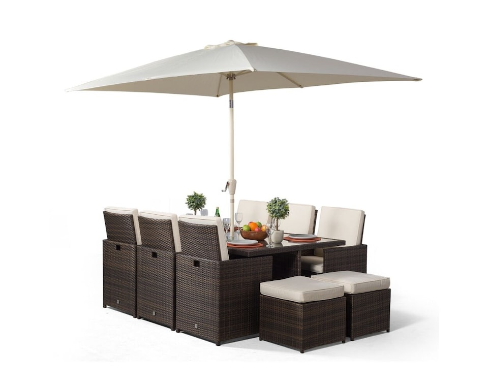 image 1 of Giardino 6 Seater Rattan Cube Dining Set | Brown | Brown
