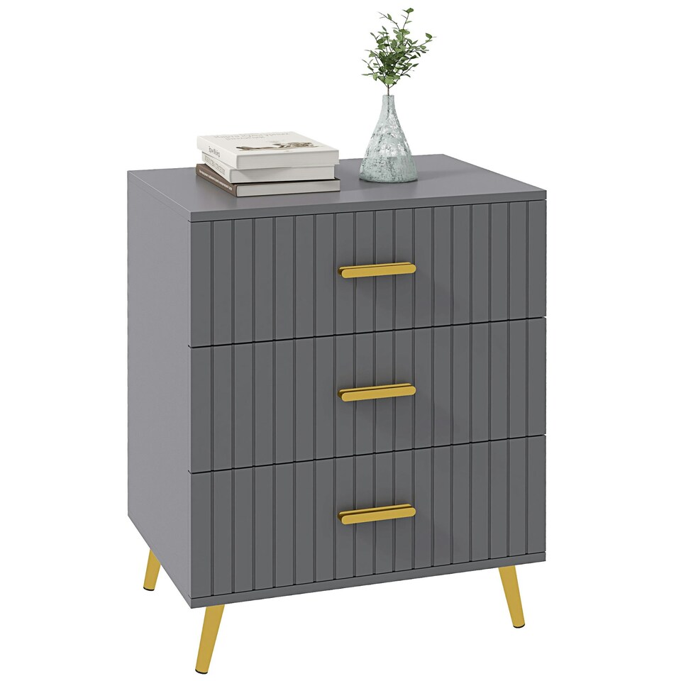 image 1 of HOMCOM Bedroom Chest of Drawers, 3-Drawer Dresser with Aluminium Legs