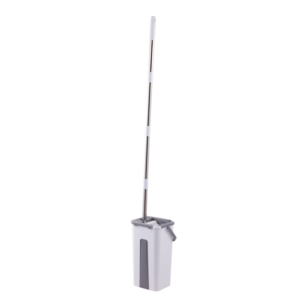 Living and Home Wet Dry Flat Mop Bucket Set with 3pcs Pads | White
