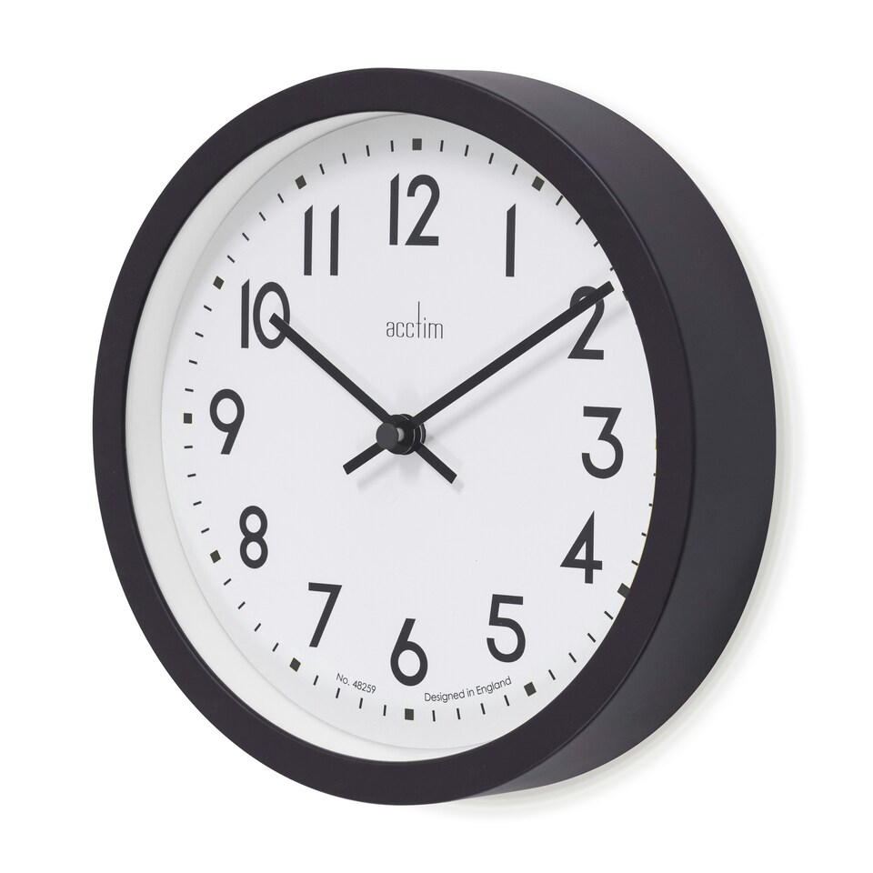 image 1 of Acctim Elstow Small Kitchen Wall Clock Quartz Retro Style 20cm Black