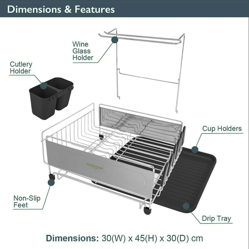 image 1 of Blackmoor Deluxe Dish Drainer Black