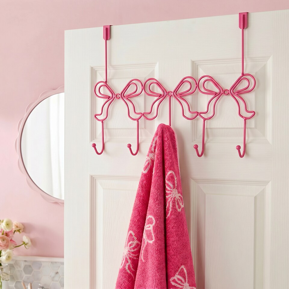 image 1 of OHS Bows Over the Door Hook Hanger 5 Hooks Coats Towel Rack