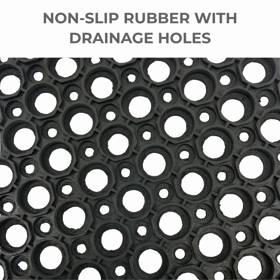 image 1 of Rubber Door Mat - 1.2m x 0.8m - Non-Trip Ramp Edge - Heavy Duty - Non Slip - Wheelchair & Pushchair Friendly