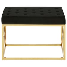 Allure Black Tufted Seat And Gold Finish Bench Gold