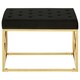 image 1 of Allure Black Tufted Seat And Gold Finish Bench Gold