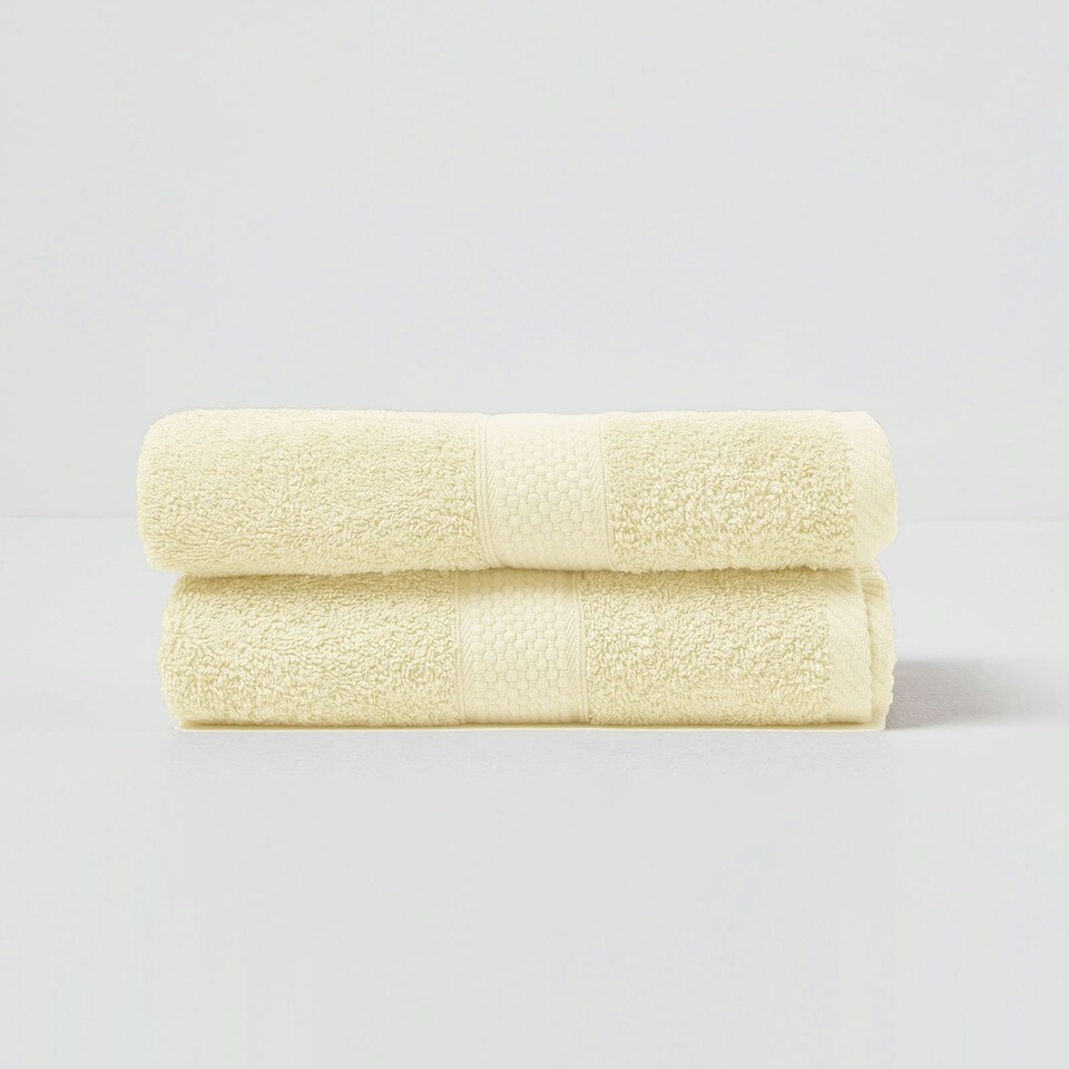 image 1 of Homescapes Turkish Cotton Hand Towel Set of 2 - Yellow Yellow