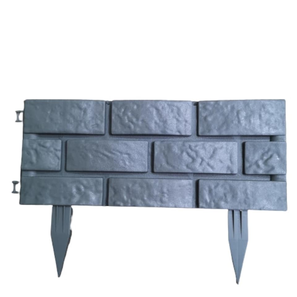 image 1 of 6 x 17cm 4 Piece Grey Brick Effect Garden Edging Boarder