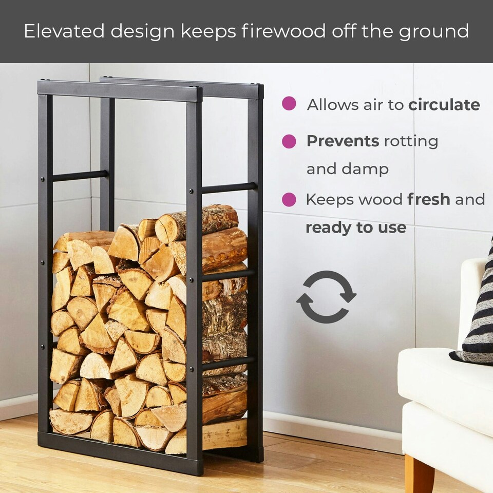 image 1 of Wide Indoor Black Firewood Log Rack