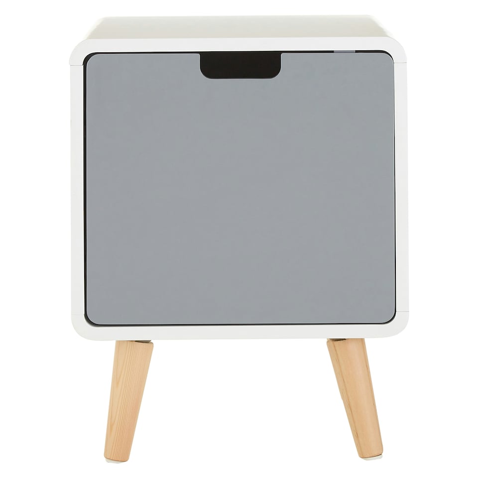 image 1 of Interiors by Premier 1 Door Cabinet, Versatile Bedside Cabinet, White Finish Bedroom Cabinet, Sleek and Modern Slim Cabinet