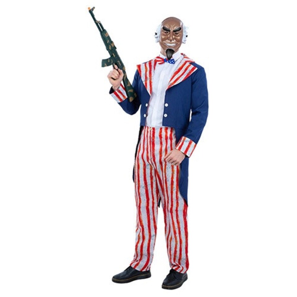 image 1 of Uncle Sam Horror Patriot Fancy Dress Costume Adult Mens Medium