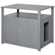 image 1 of PawHut Wood Cat Litter Box Enclosure Furniture w/ Adjustable Interior Wall Grey