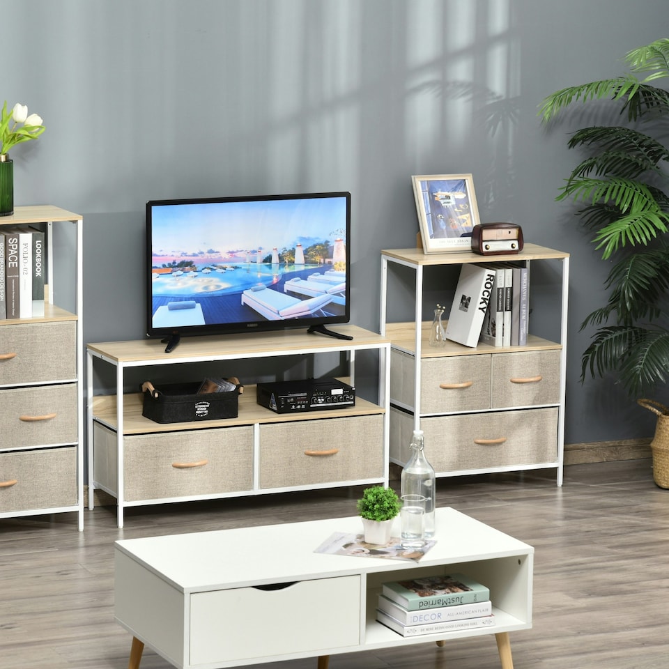 image 1 of HOMCOM 3 Drawer Storage Chest Unit Home w/ Shelves Home
