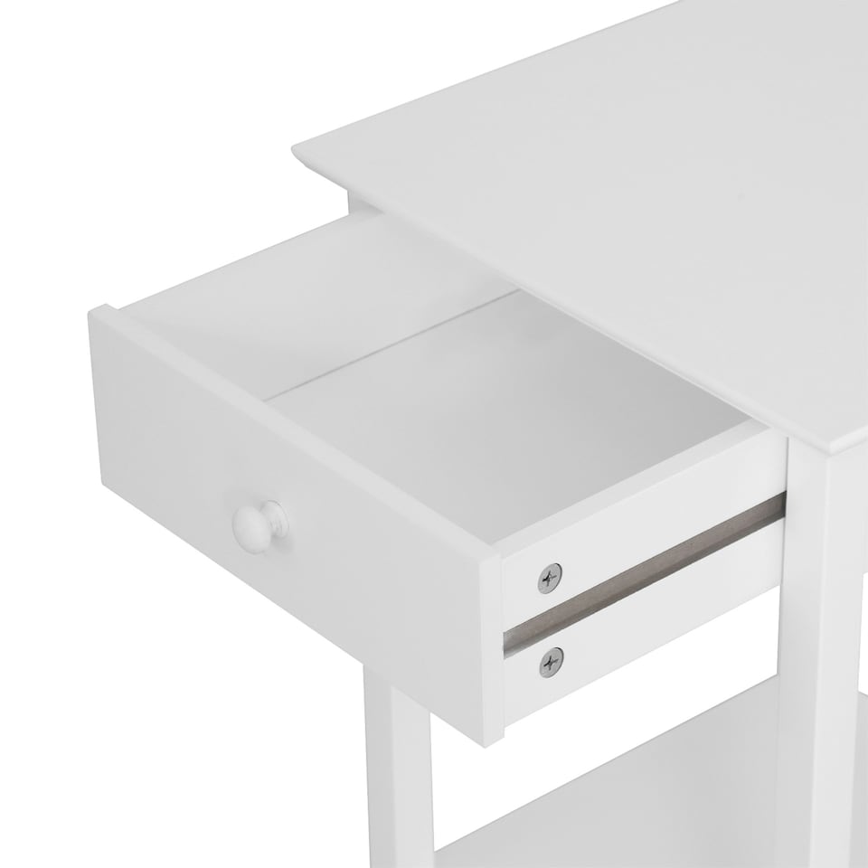 image 1 of HOMCOM Wooden Bedside Table Cabinet W/ Drawer Shelf Storage End Side White White