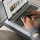 image 3 of OHS Portable Foldable Wooden Work Laptop Stand Lap Tray Multi | Grey and White Marble