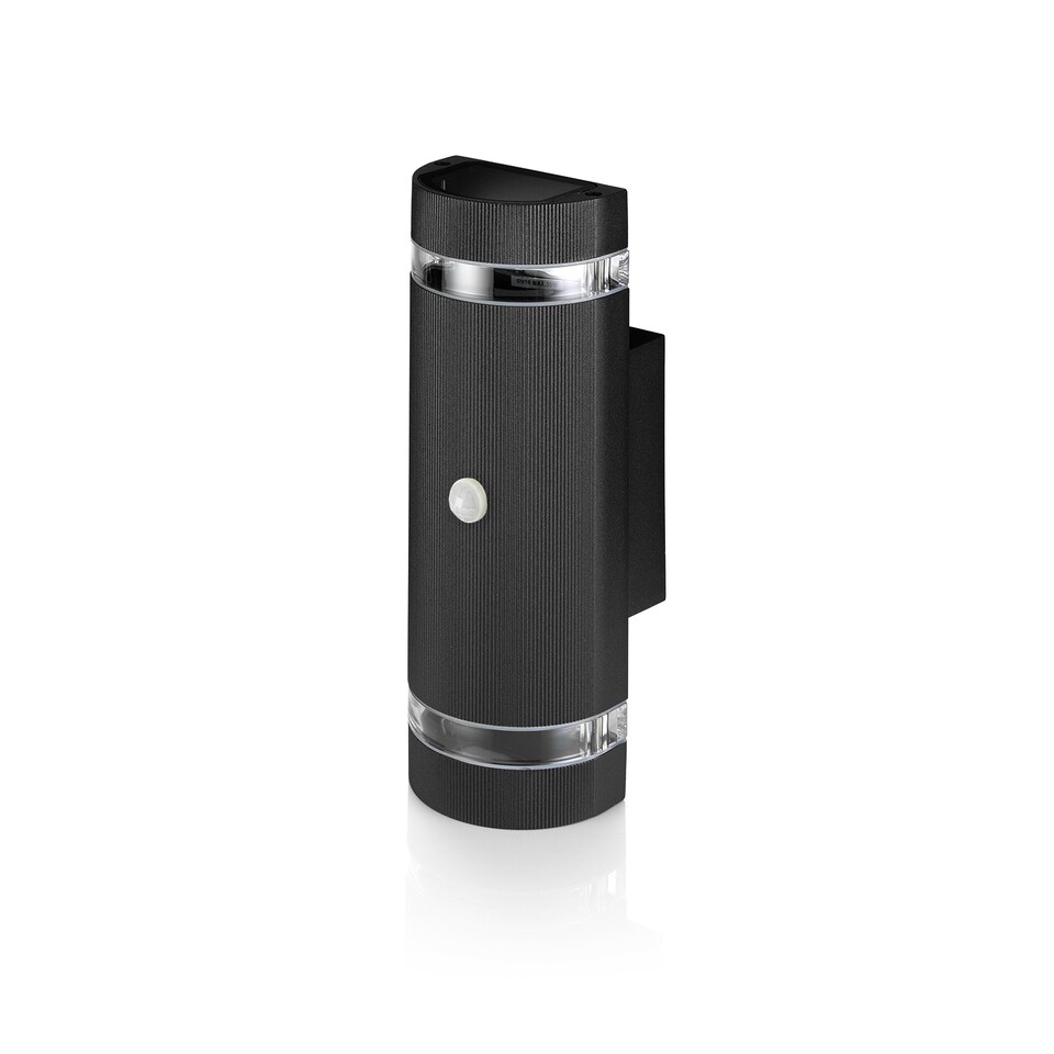 image 1 of Auraglow PIR Motion Sensor Double Up & Down Wall Light - FLORENCE | Black | Black/Fitting Only