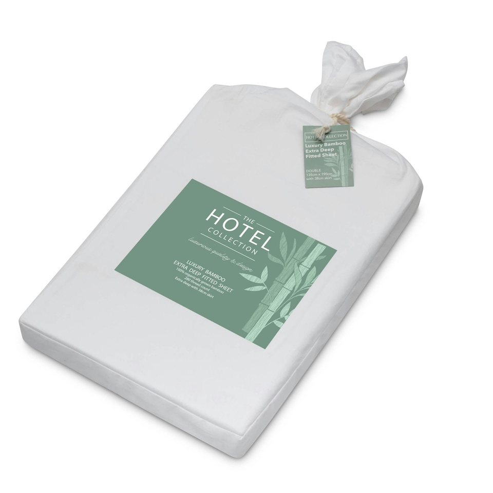 image 1 of BHS Hotel Collection Bamboo Extra Deep 38cm Fitted Sheet | White | White | Super King | 1