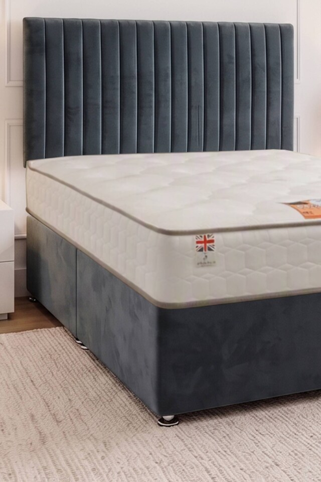 image 1 of Emily Plush Velvet Divan Bed Set with Mattress No Drawers and Headboard