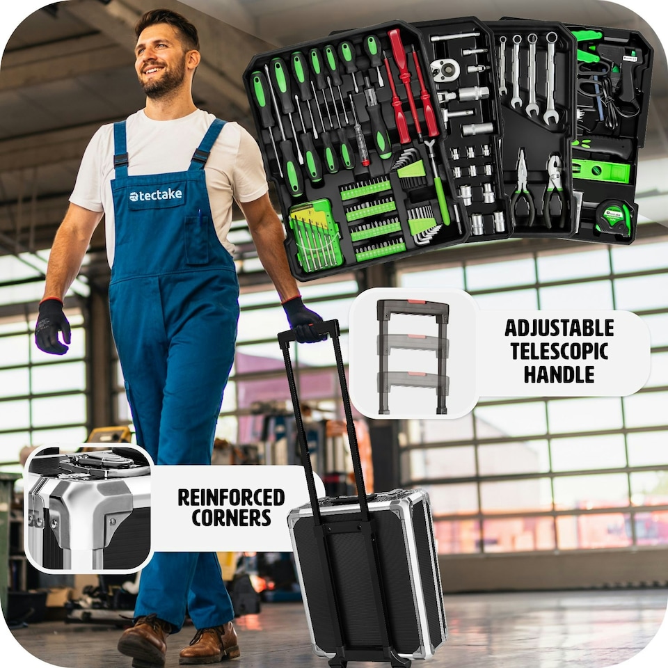 image 1 of Tool Box - 1200 piece tool set, clear arrangement on 4 levels, with wheels Black