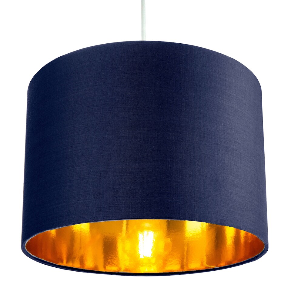 image 1 of Contemporary Blue Cotton 10 Table/Pendant Lamp Shade with Shiny Copper Inner | Blue