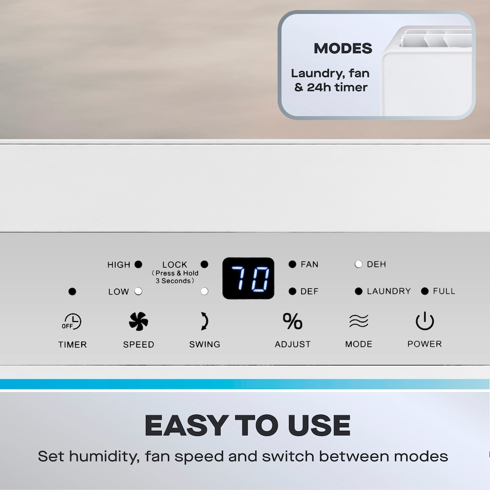 image 1 of Daewoo 20L Dehumidifier with Laundry & Quiet Modes, Air Purifier, 4L Tank