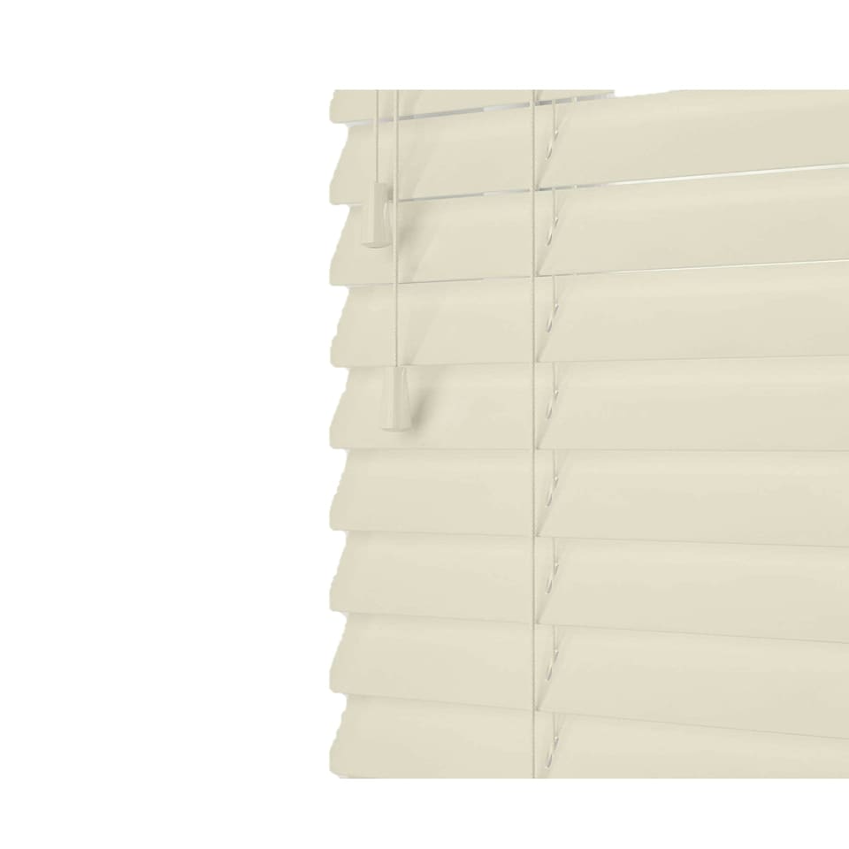 image 1 of 150cm Off White Gloss Wooden Venetian Blinds With Strings (130cm drop) | White | White