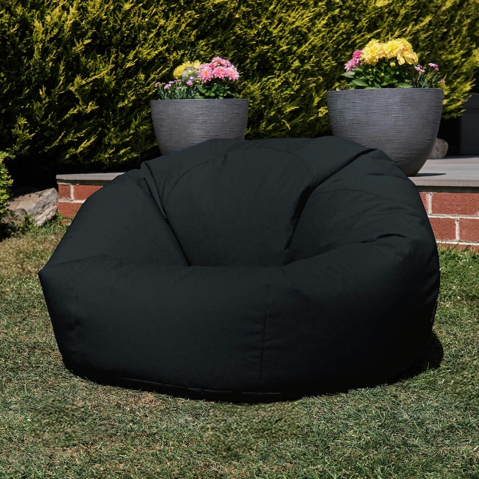 image 1 of icon Classic Indoor Outdoor Bean Bag Black Bean Bag Chair Black