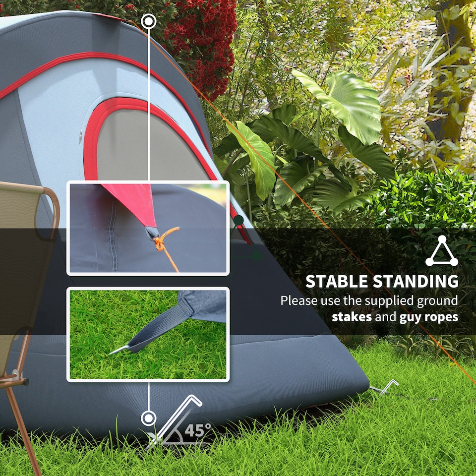 image 1 of Outsunny Outdoor  Camping Tent For 5-6 with Bag, Fibreglass & Steel Frame