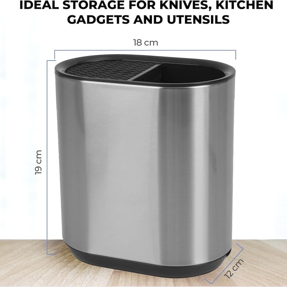 image 1 of Kitchen Knife Block and Utensil Holder Storage Caddy Stainless Steel