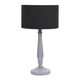 image 3 of ValueLights Victoria Grey Wood Traditional Stem Table Lamp with Black Fabric Drum Shade
