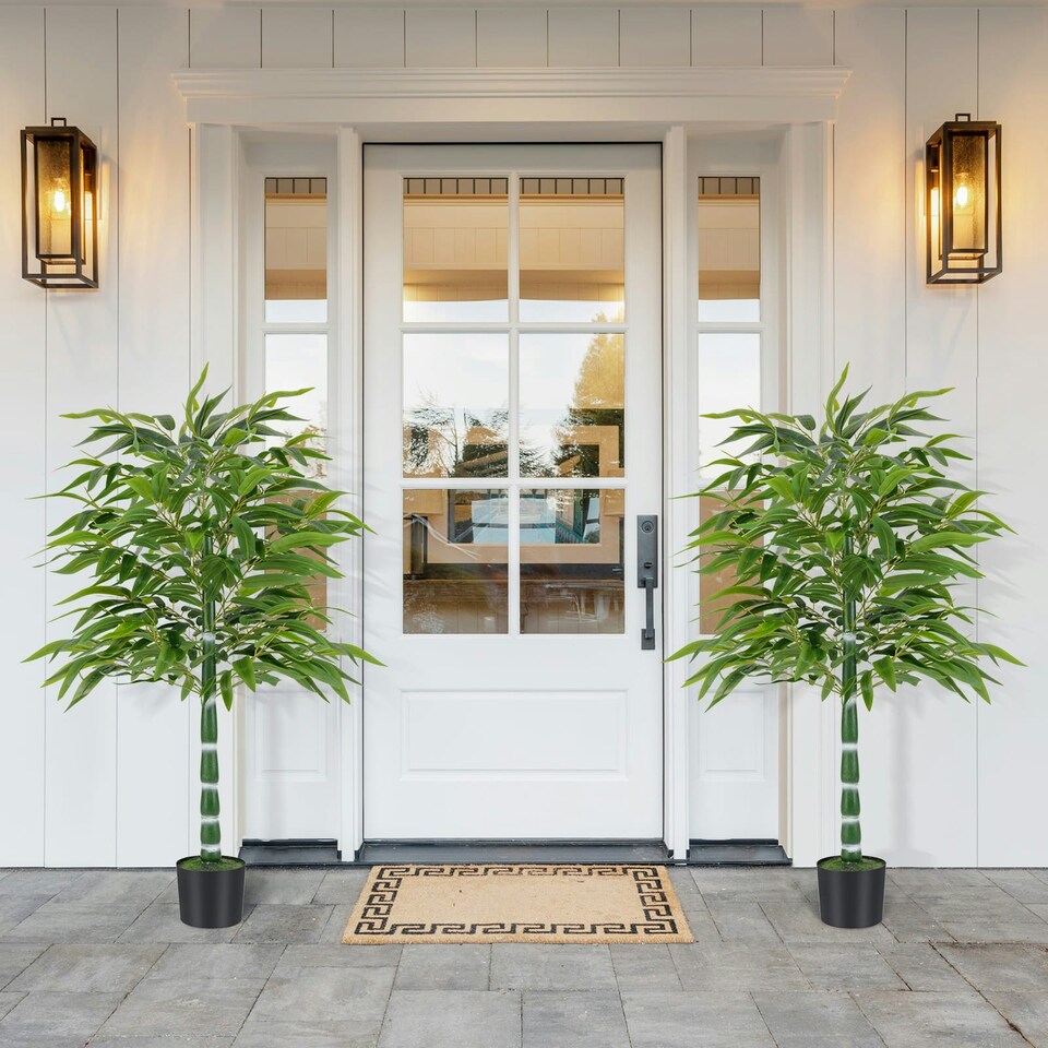 image 1 of COSTWAY Set of 2 125 CM Artificial Bamboo Tree Greenery Plants Green | One Size