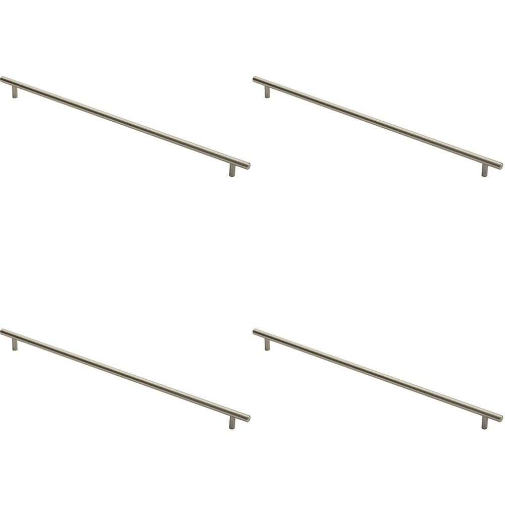 Loops 4x Round T Bar Cabinet Pull Handle 508 x 12mm 448mm Fixing Centres Satin Nickel in Metallics