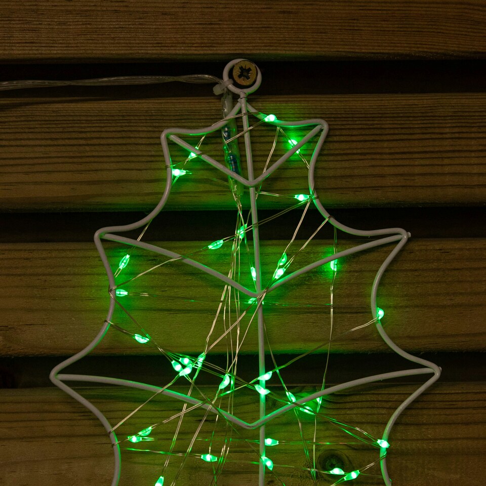 image 1 of 46cm Light up Holly with Berries Christmas Silhouette with Red and Green LEDs