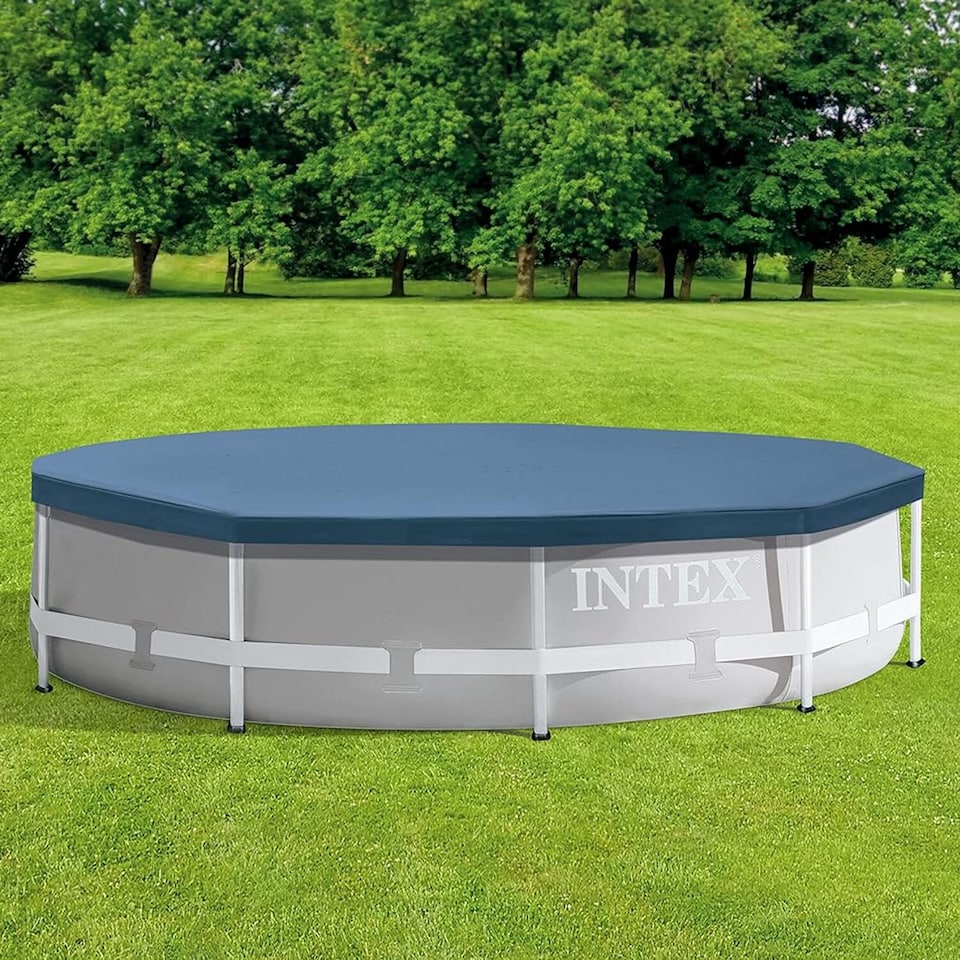 image 1 of Intex 10 ft Pool Cover and 15.5 ft Ground Cloth Protective Pool Cover with Heavy-Duty Base Mat