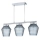 image 3 of First Choice Lighting Set of 2 Fraser Smoked Textured Glass 3 Light Pendant Bars Chrome | Clear