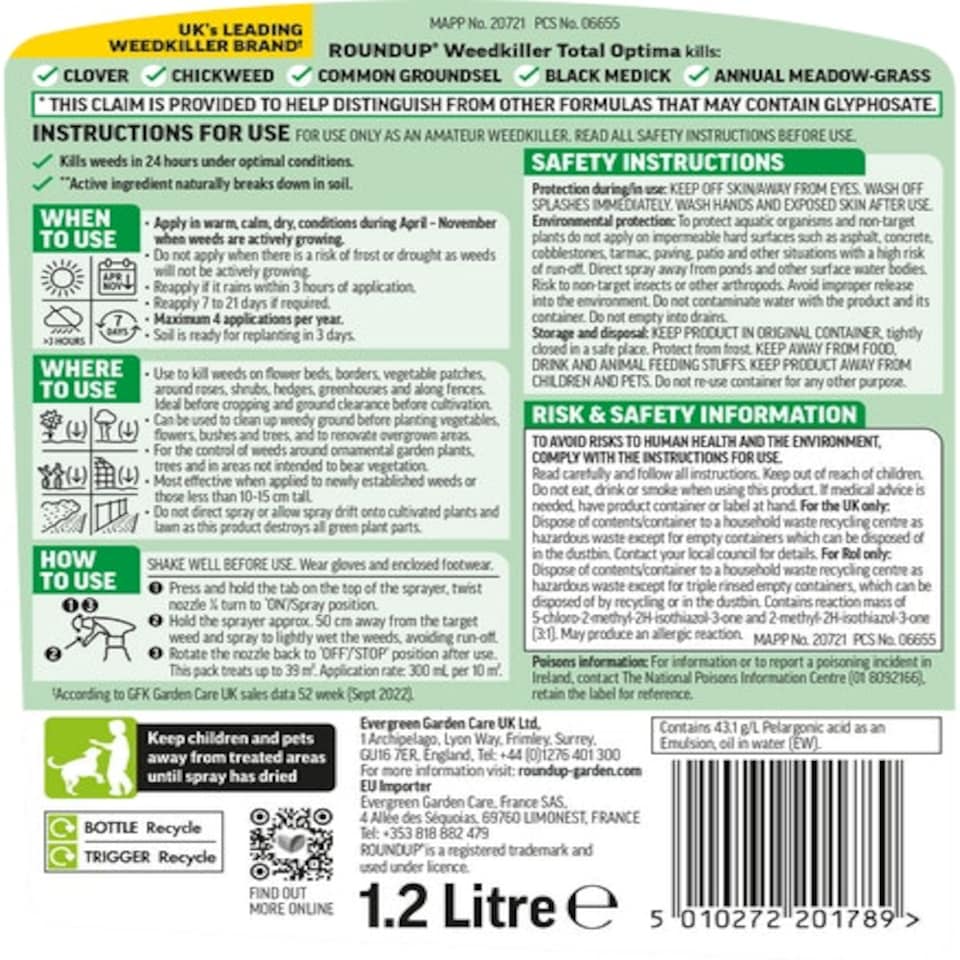 image 1 of Roundup Weedkiller Total Optima - 1.2L
