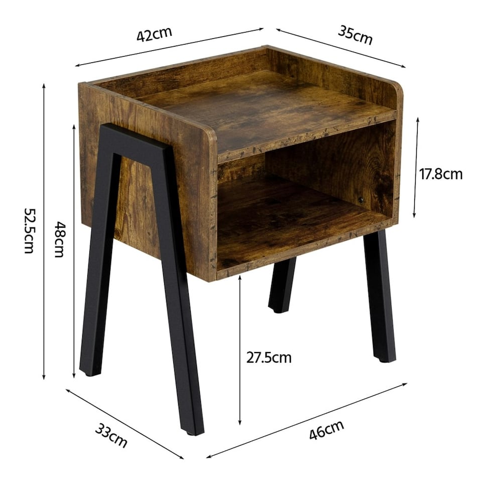 image 1 of Yaheetech 2pcs Industrial End Tables with Storage Compartments