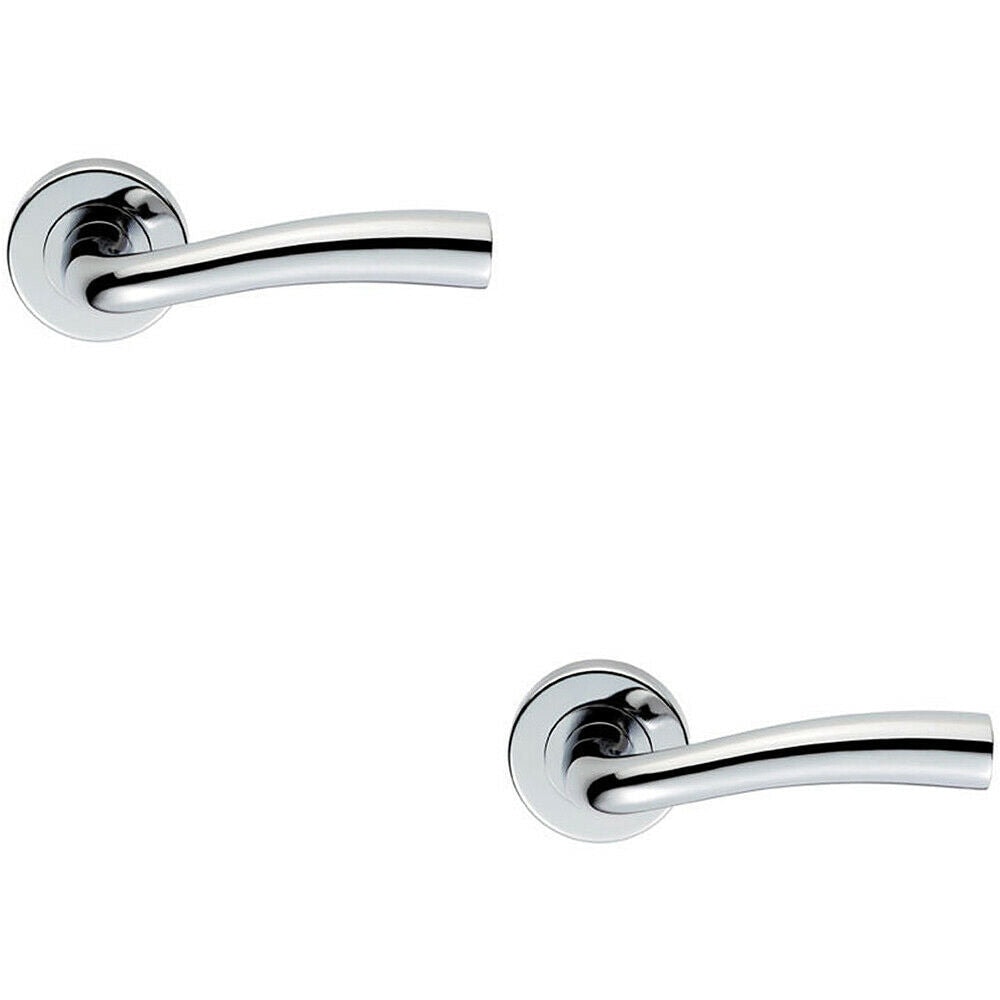 Loops 2x PAIR Curved Flowing Flared Handle Concealed Fix Round Rose Polished Chrome