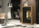 image 6 of Display Cabinet Sideboard Storage Unit Oak Matt Body Black Matt Doors Glass Shelves Modern Cupboard 140cm