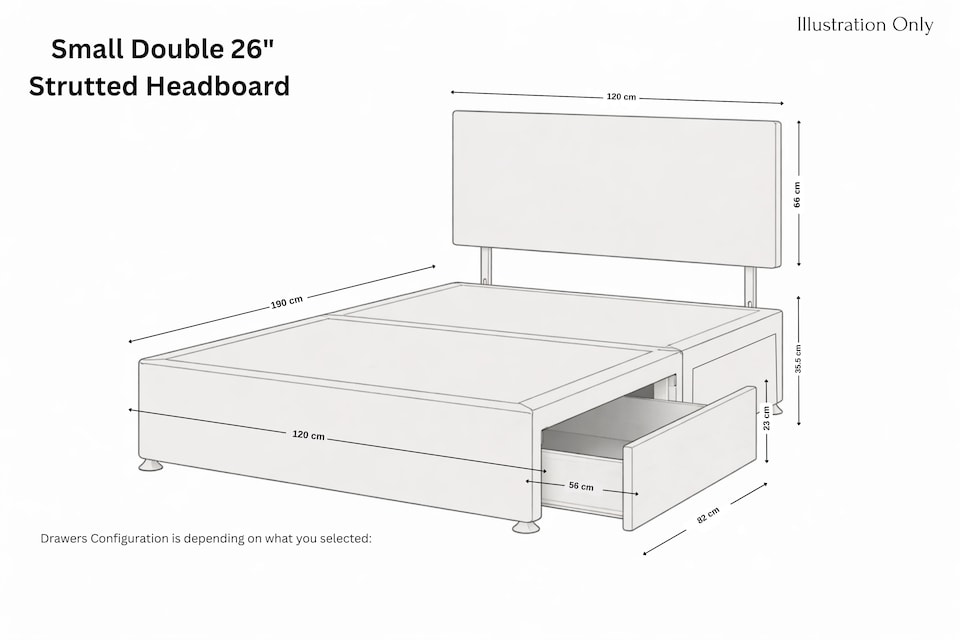 image 1 of Sloomy Alabama Pewter Dumfries Divan Bed Base 4 Drawers With 26 Inch Strutted Headboard | Grey | Pewter | Small Double | 1
