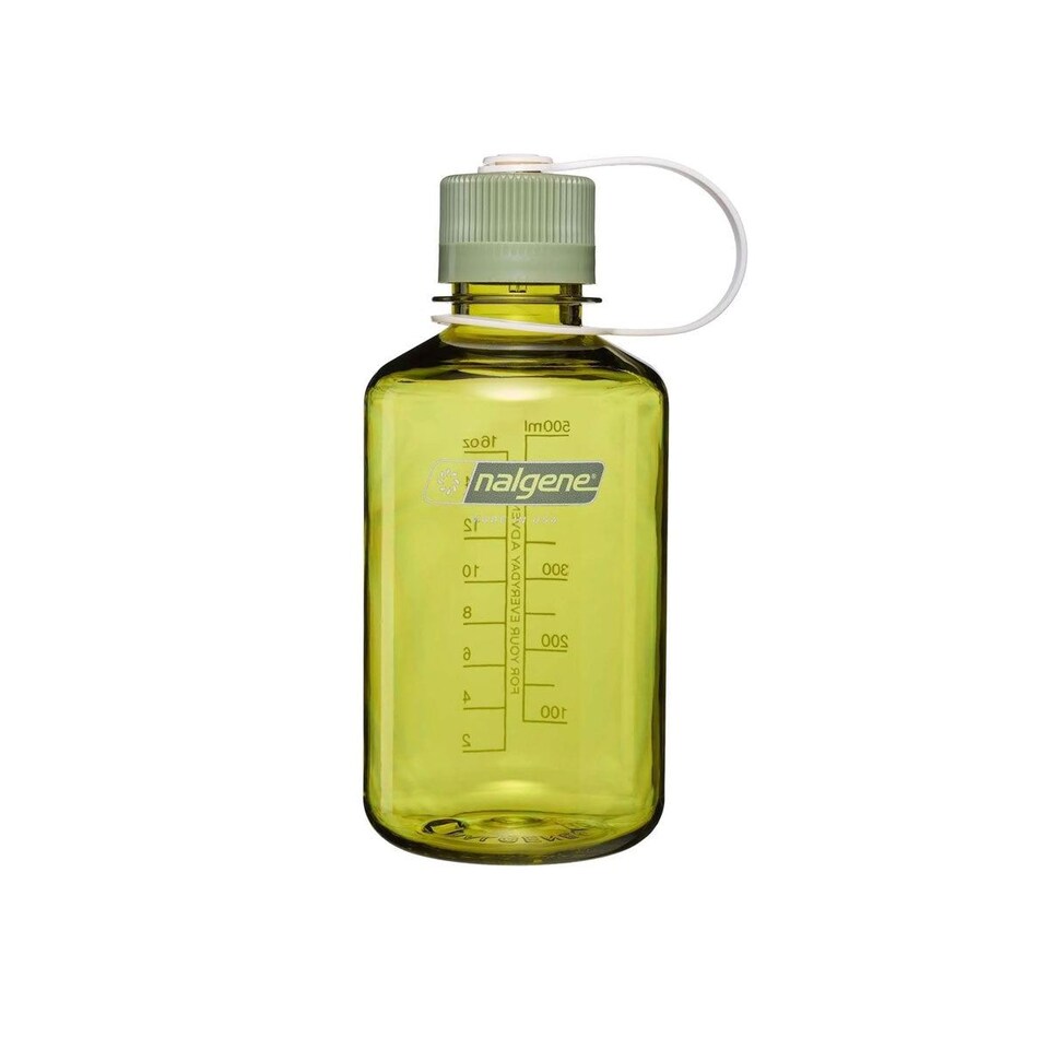 image 1 of Nalgene Narrow Mouth 500ml Tritan Renew Water Bottle - Endive - Oil Green Cap
